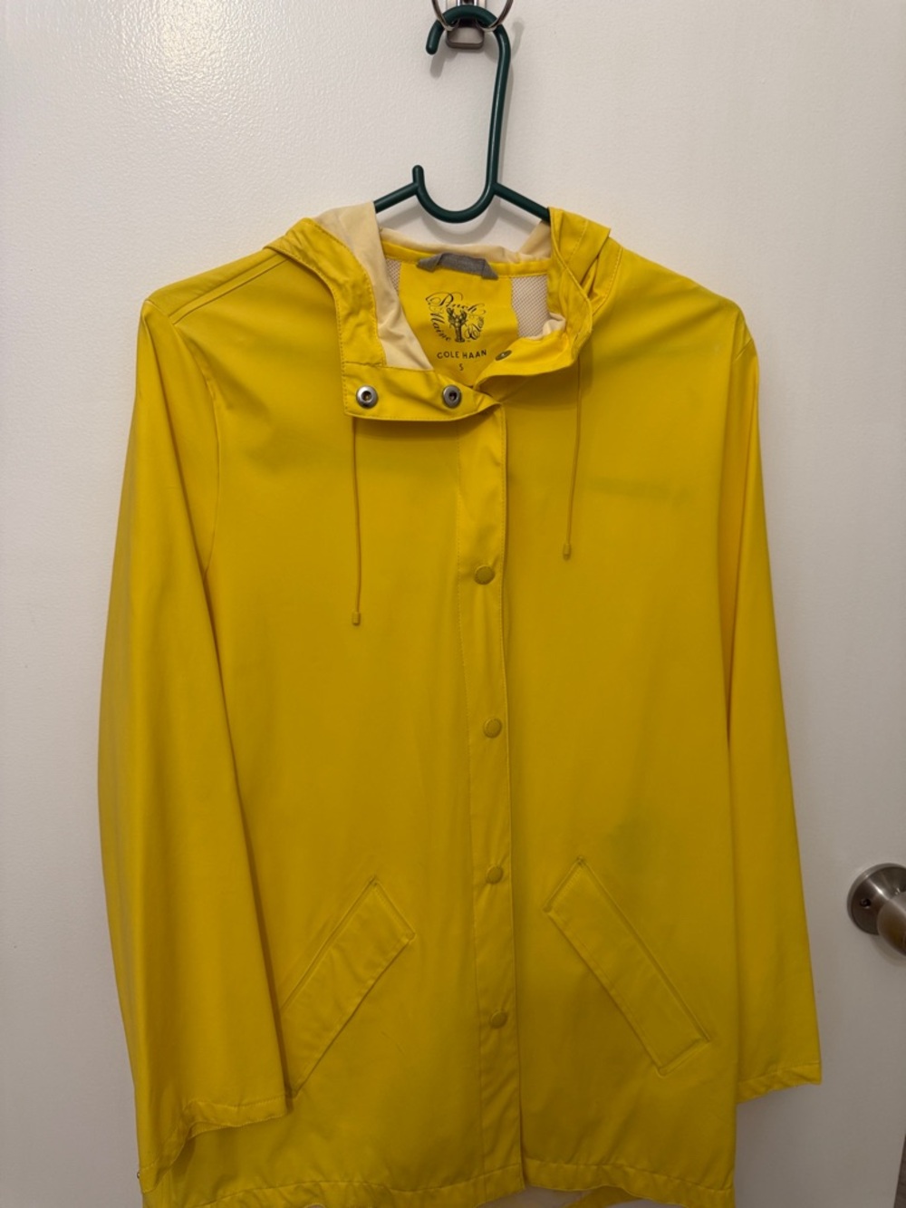 Cole Haan Bright Yellow Hooded Trench Coat